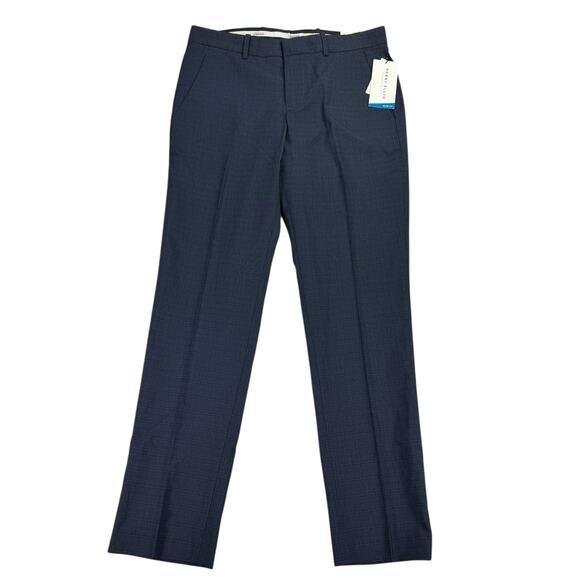 Perry Ellis Mens Slim Fit Stretch Check Dress Pants Dark Sapphire 30x30 - Picture 1 of 4